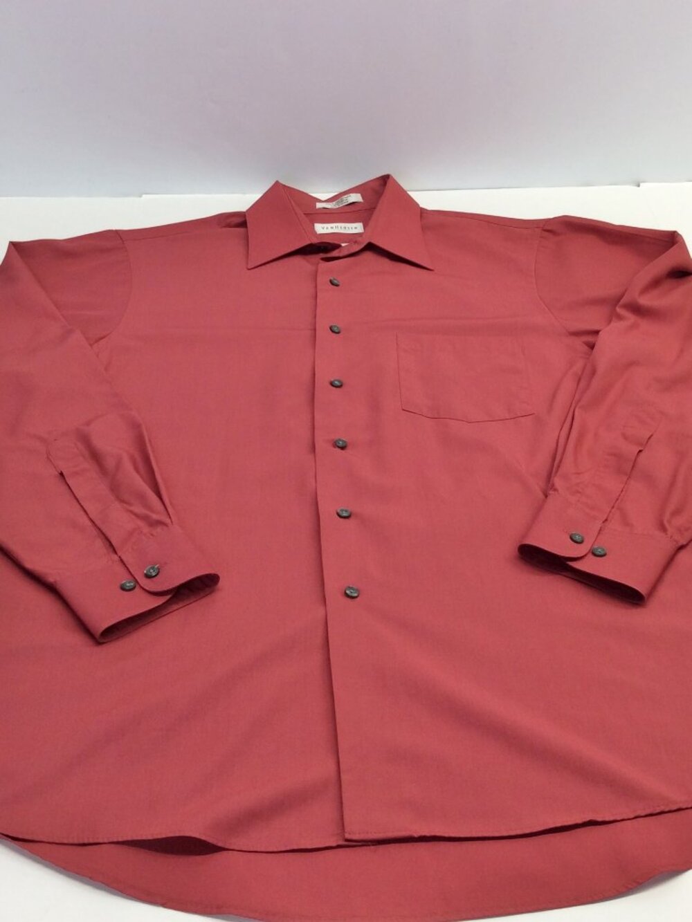 Van Heusen Super Silk Ultimate Shirt Mens 15.5 34/35 Wine Long Sleeve Button Up
